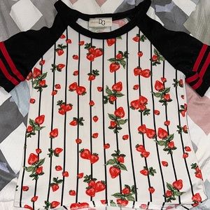 Strawberry shoulder less shirt!
